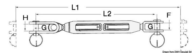 Tenditore Sartiame Forcella Fissa 5/8" Cavo 8 Mm